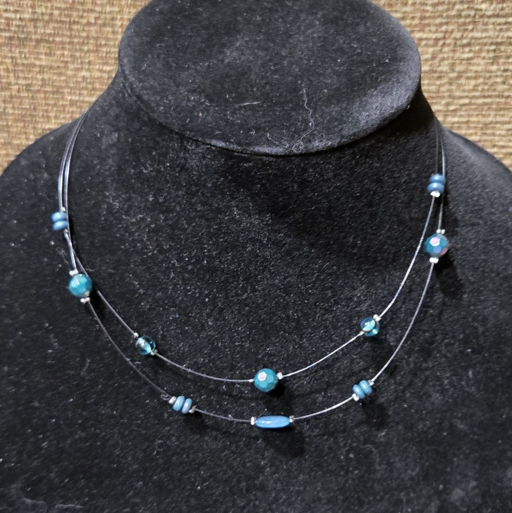 Maurices Multi-Strand Blue Beaded Necklace